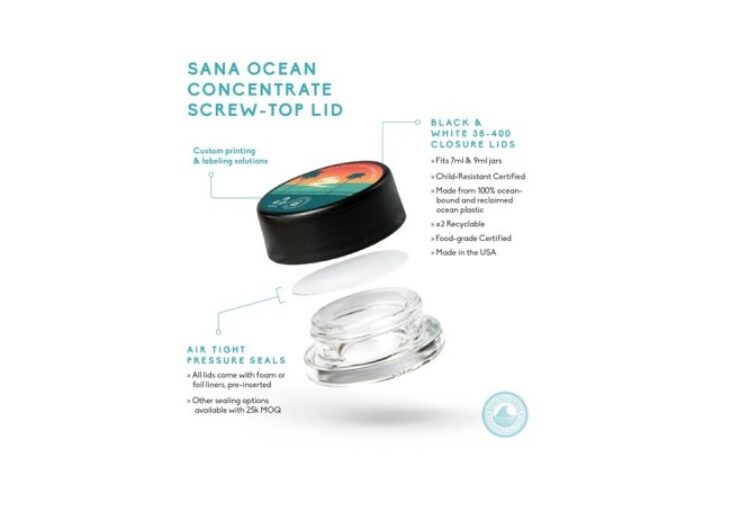Sana Packaging发布了大麻行业的第一个浓缩盖，由100%海洋和回收海洋塑料制成